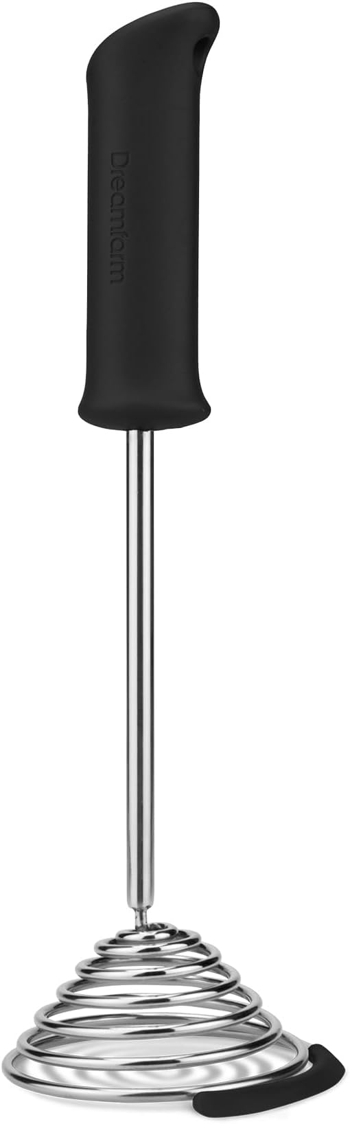 Dreamfarm Smood One-Handed & Ergonomic Soft-Grip, Stainless-Steel Vegetable & Potato Masher with Silicone Bowl Scraper - Black