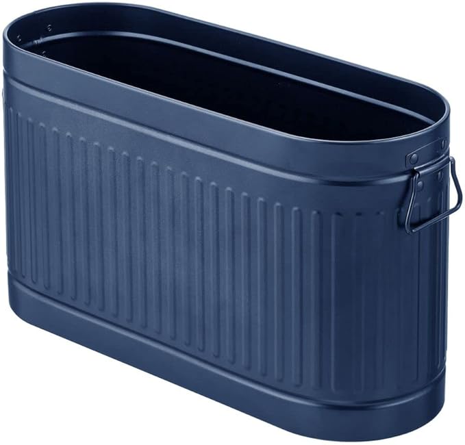mDesign Large Steel Free Standing Toilet Paper Organizer, 6-Roll Tissue Storage Holder Container Bin for Bathroom Floor, Fits Under Sink, Vanity, Shelf, In Cabinet, Corner, Oscar Collection, Navy Blue