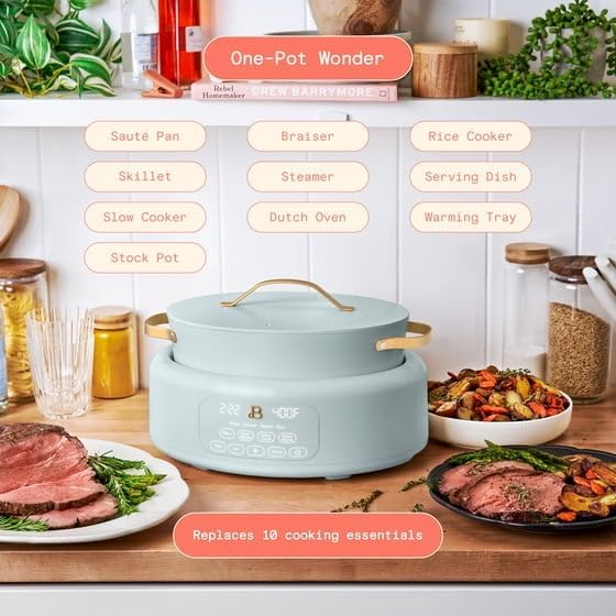 10-in-1, 6 Qt Electric Multi-Cooker with 7 Preset Functions, Hydrangea