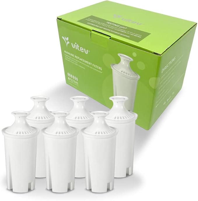 Vitev Alkaline Water Replacement Filter, Fits Brita Pitcher (6-pack)