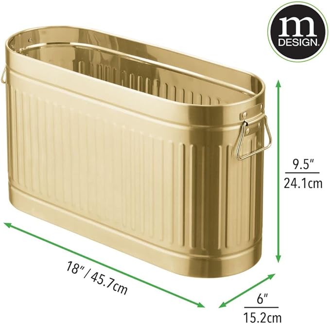 mDesign Large Steel Free Standing Toilet Paper Organizer, 6-Roll Tissue Storage Holder Container for Bathroom Floor, Fits Under Sink, Vanity, Shelf, In Cabinet, or Corner Oscar Collection - Soft Brass