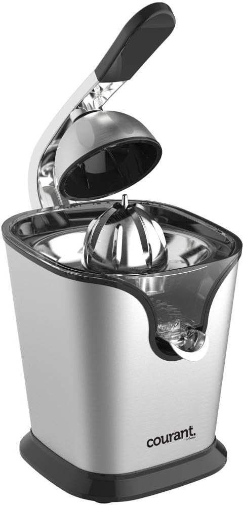 Courant Premium Citrus Juicer Electric | Powerful 160W Motor, Square Design, Soft-Grip Handle, Anti-Drip Spout, Auto Juicing,Stainless Steel Dishwasher-Safe Parts, Cord Storage for Easy Cleanup
