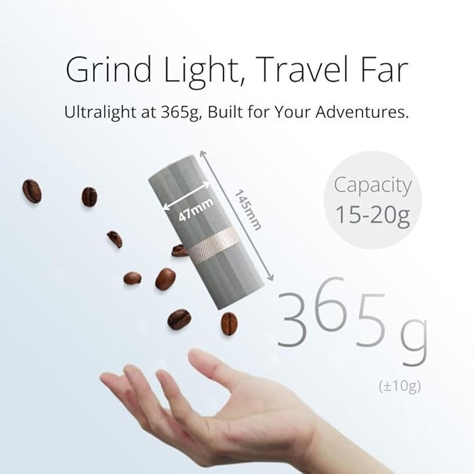 1Zpresso Q Air Manual Coffee Grinder-Black, Mini Slim Travel Sized Fits in the plunger, Stainless Steel Conical Burr, Numerical Adjustable Setting for Pour Over French Press Cold Brew.