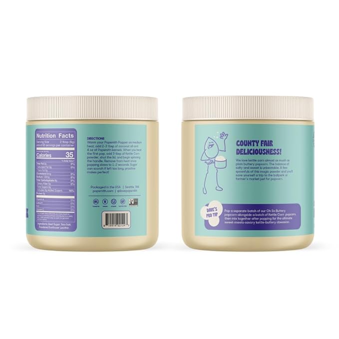 Popsmith Popcorn Kettle Corn Seasoning Mix - 17oz Jar - Sweet n Salty Popcorn Seasoning Powder - Vegan and Gluten-Free - Kettle Corn Popcorn Seasoning Made in USA