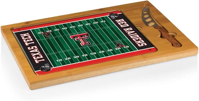 PICNIC TIME NCAA Icon Glass Top Cutting Board & Knife Set, Cheese Boards Charcuterie Boards, Serving Platter, (Parawood & Bamboo)