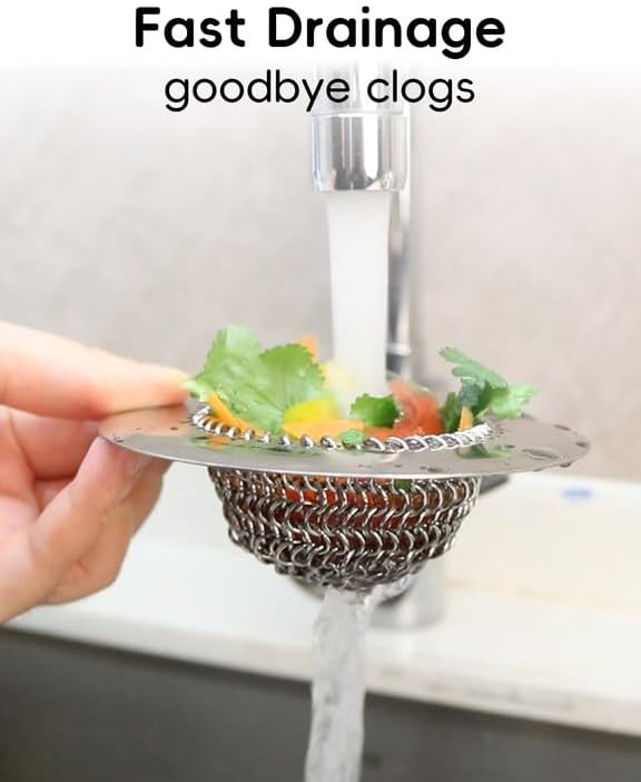 TRAPMATE Sink Drain Strainer, Easy Clean Kitchen Sink Strainer with Stopper, 304 Stainless Steel Sink Strainer Basket, Revolutionary Drain Stopper Kitchen Sink, Garbage Disposal Strainer for US Drain