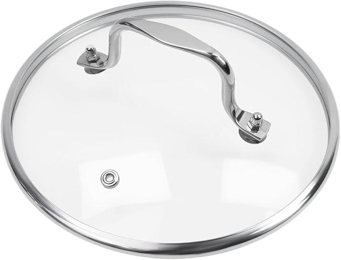 HEVSTIL 8-Inch Tempered Glass Lid – Heat Resistant to 220°C, Dishwasher Safe – Steam Vent & Cool-Touch Handle – Universal Fit for Pots, Pans & Skillets (Fits 8" Rim)