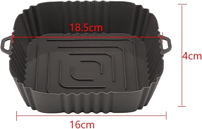 Silicone Baking Tray Reusable Air Fryer Liners Basket Nonstick Oven Baking Pan Multifunctional For Kitchen Gadgets 2Pcs Black
