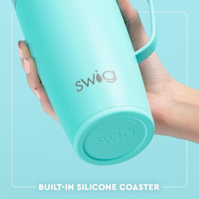 Swig Life 22oz Travel Mug, Insulated Tumbler with Handle and Lid, Travel Coffee Mug, Cup Holder Friendly, Stainless Steel 22 oz Tumbler, Reusable Insulated with Lid (Saltwater Camo)