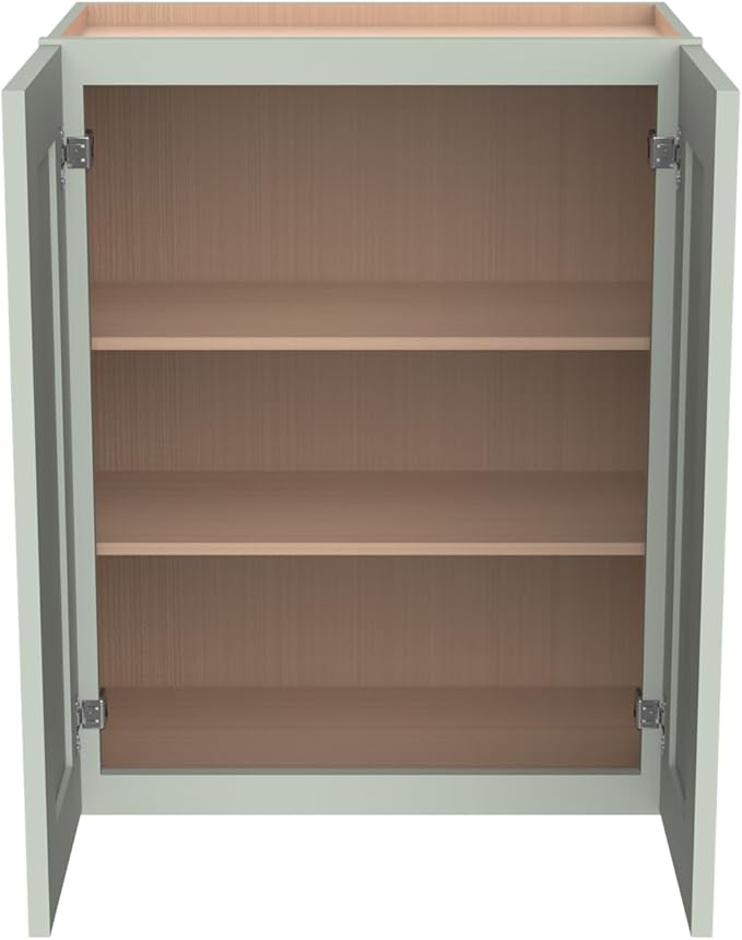 Wall-Mounted Cabinet – Solid Wood Shaker Style Medicine Cabinet with Adjustable Shelves & Soft-Close Doors for Bathroom, Kitchen, and Office Storage (Jade Green, 36" W x 12" D x 36" H)
