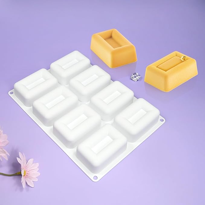 mostsom Silicone Molds Mousse Mold 3D Rectangle Shape Silicone Mold DIY Cake Mousse for Ice Cream Chocolate Pastry Art Pan Dessert Bakeware Cake Decorating Tool (E_ Big Rectangle)
