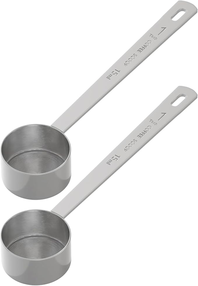 LEIFENY 2PCS 1 Tablespoon Coffee Scoop, Long Handle Measuring Spoon, One tbsp (15ml) Stainless Steel Scooper