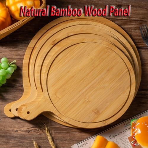 Pizza Serving Board Tray Set of 8, Wooden Lightweight Handles, Up to 13 Inches, Pizza Making Storage, Perfect for Parties and Gatherings,Light Brown,6inch