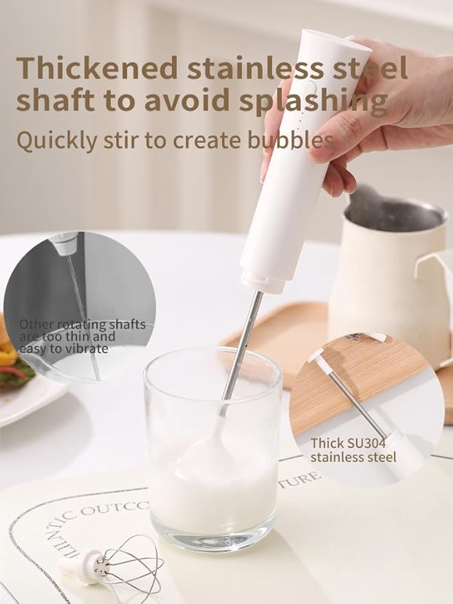 NEUTRAL Electric Milk Frother，Rechargeable Milk Frother Handheld，with Stainless Balloon Whisk，With stand，Foamer For Cappuccino, Lattes，Creamy Coffee，Hot Chocolate
