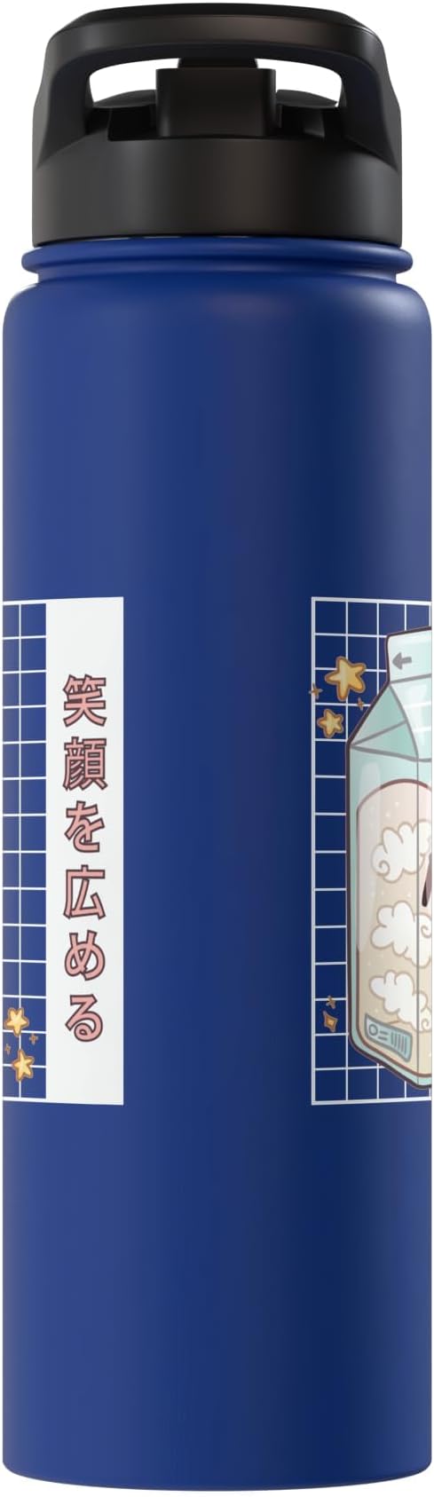 Japanese Kawaii Strawberry Milk Carton Vaporwave Grid Stainless Steel Insulated Water Bottle