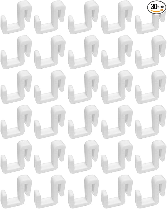ZYAMY 30PCS Basket Rack Multifunctional Clip Hooks Plastic Shower Toilet Bathroom Shelf Hooks for Hanging Keys Storage Clothes Hat Light Strip Kitchenware Coffee Cups Flatware Bags White