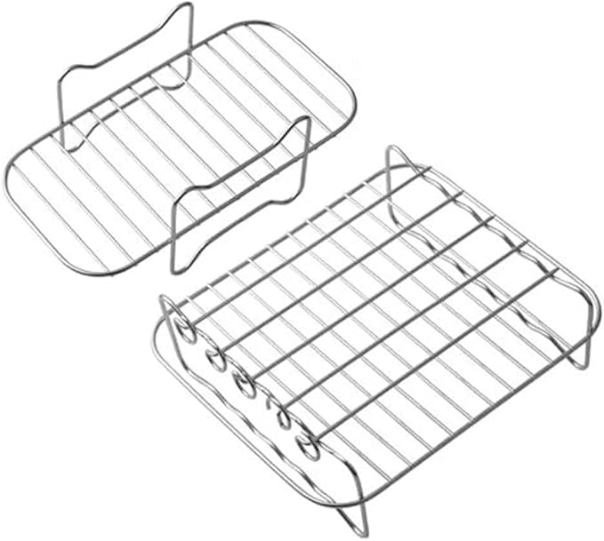 Air Fryer Rack 304 Stainless Steel Accessory for Dual Basket Models DZ201/40/550, Dishwasher Safe Grid Design for Crisp Cooking and Multi Food Use