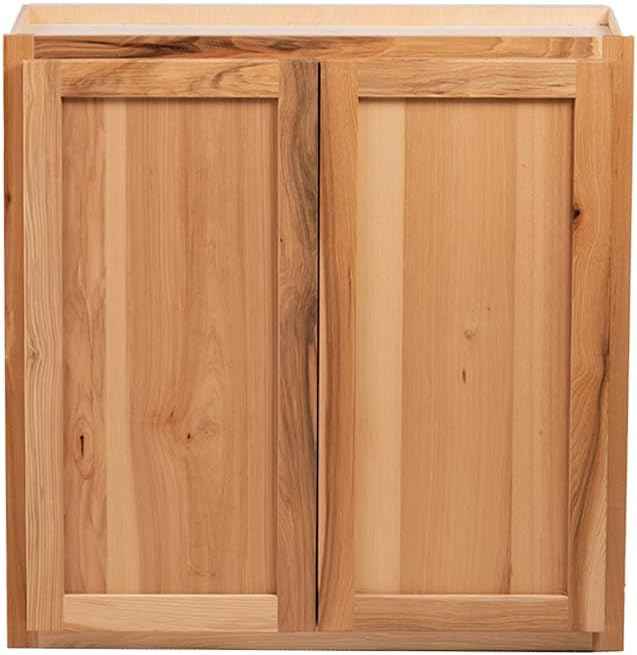 Quicklock RTA (Ready-to-Assemble) 42" Tall Wall Kitchen Cabinets - Shaker Style | 100% Hardwood | Made in America | Soft Close Hardware (12" D x 33" W x 42" H, Rustic Hickory)