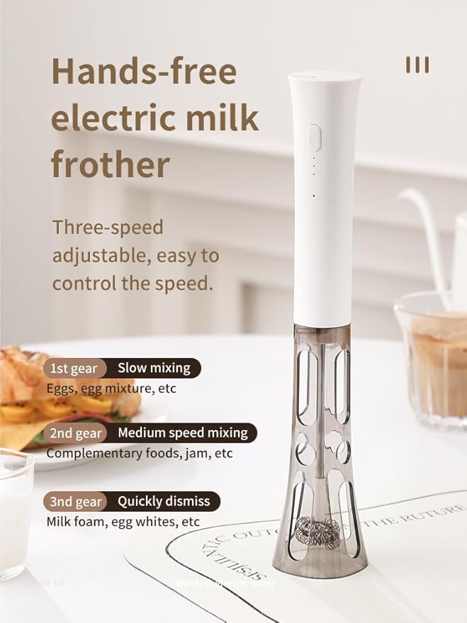 NEUTRAL Electric Milk Frother，Rechargeable Milk Frother Handheld，with Stainless Balloon Whisk，With stand，Foamer For Cappuccino, Lattes，Creamy Coffee，Hot Chocolate