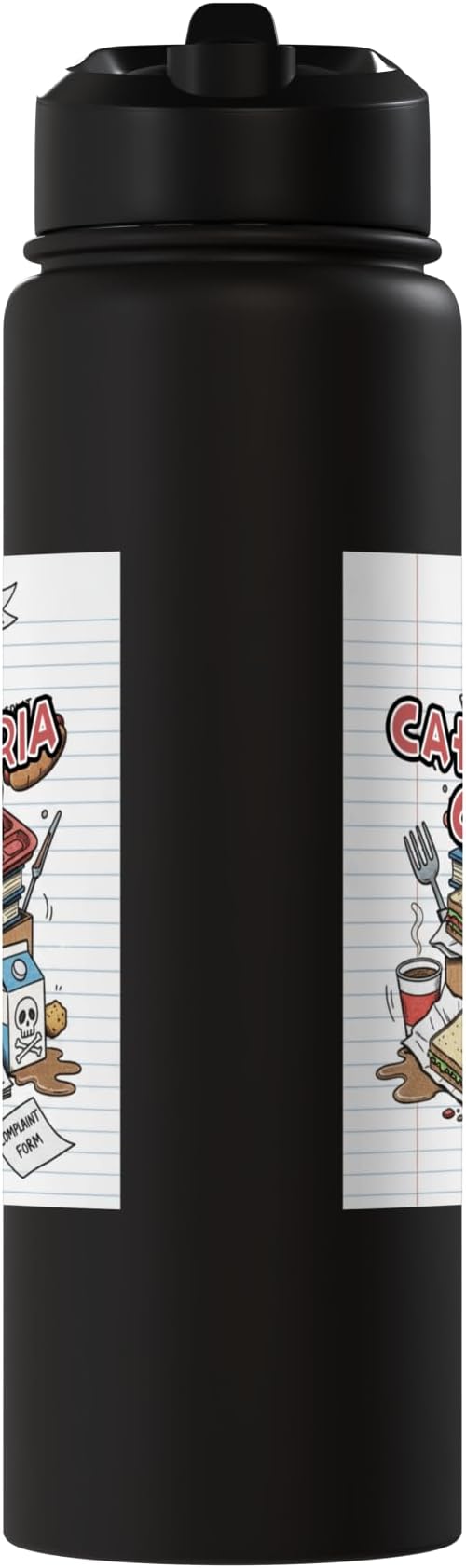 Cafeteria Critic - Student Lunch School Humor Food Chaos Stainless Steel Insulated Water Bottle