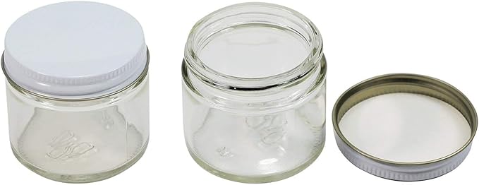 Pinnacle Mercantile 2 oz Glass Jars Containers Spice Straight Sided with White Metal Lids 24 ct case
