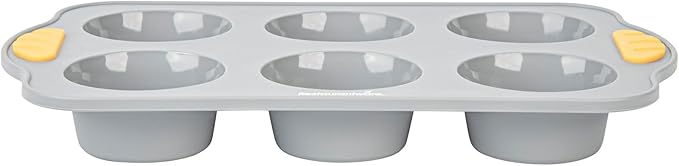 Restaurantware Silicone Baking Molds Pack of 10 Non-Stick Muffin Molds with Handles 6 Compartments, Oven-Friendly Dishwashable Freezer-Friendly Heat-Resistant Gray Silicone Cupcake Muffin Pans