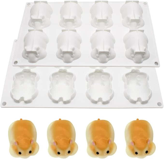 Silicone Mold for Baking Cakes,Soap Molds,Flower Shape Silicone Molds for Homemade French Dessert Mold for Pastry Chocolate,Jelly Chocolate Mold ＆ Ice Cube Tray (I_ Hamster)