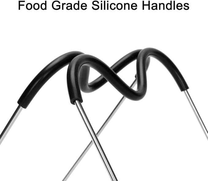 Steamer Rack Trivet with Heat Resistant Silicone Handles Compatible with Instant Pot Accessories 6 Qt 8 Quart, Stainless Steam Rack Pressure Cooker Trivet - Long Handles for Easy Chicken & Pot Removal