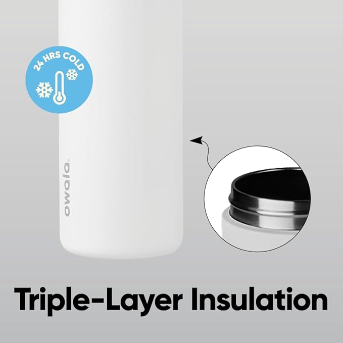Owala FreeSip Insulated Stainless Steel Water Bottle with Straw, BPA-Free Sports Water Bottle, Great for Travel, 32 Oz, Shy Marshmallow