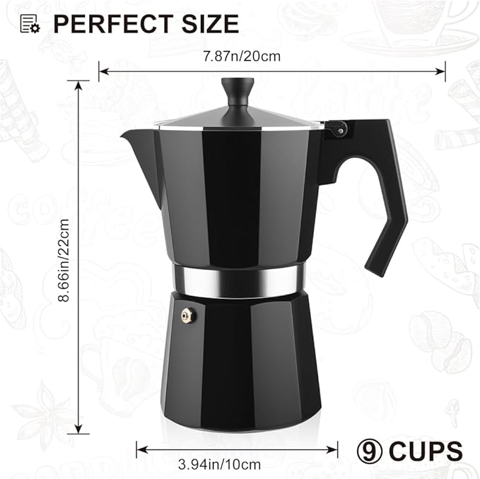wedrink 9 Cup Stovetop Espresso Maker Aluminium Moka Pot Percolator(450ml)