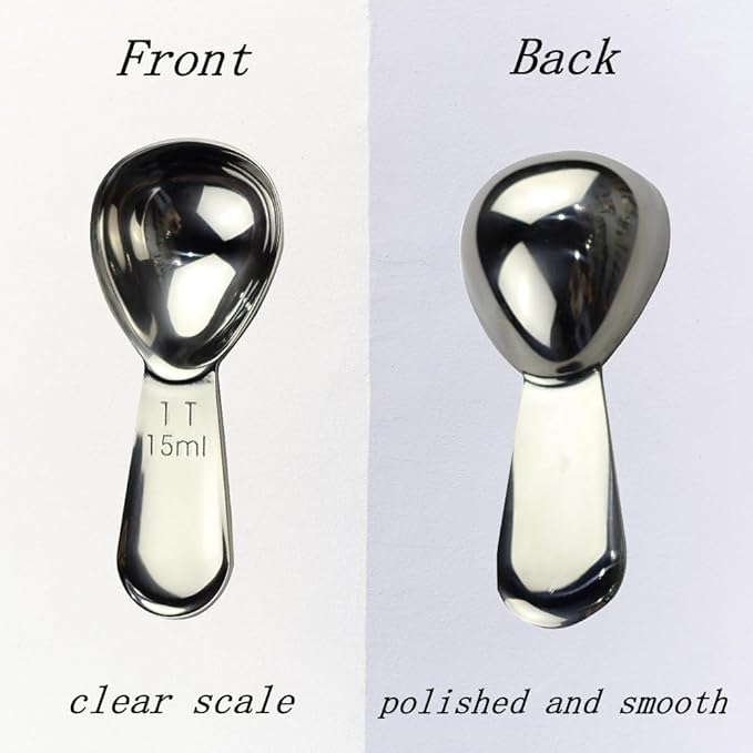 CoaGu Short Handle Coffee Scoop 15ml (1 Tbsp) - Stainless Steel Measuring Spoon for Ground Coffee, Spices & Protein Powder - Compact Design Fits Small Jars, Dishwasher Safe & Rust-Resistant