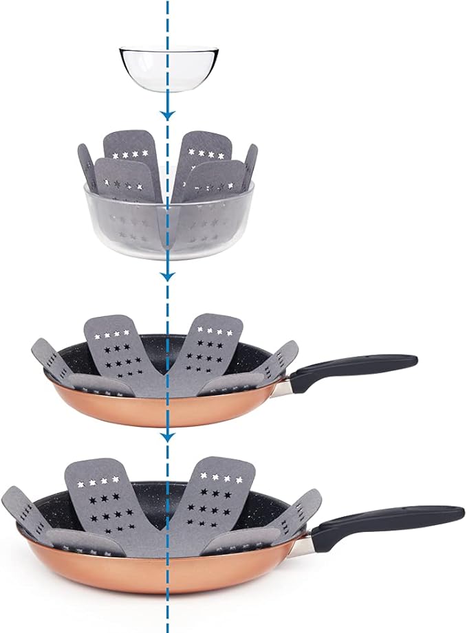 BYKITCHEN Pan Pot Protectors, Larger & Thicker Pan Protector with Stars, Set of 12 and 3 Different Sizes, Gray Pot Separator Pads for Stacking and Protecting Your Cookware