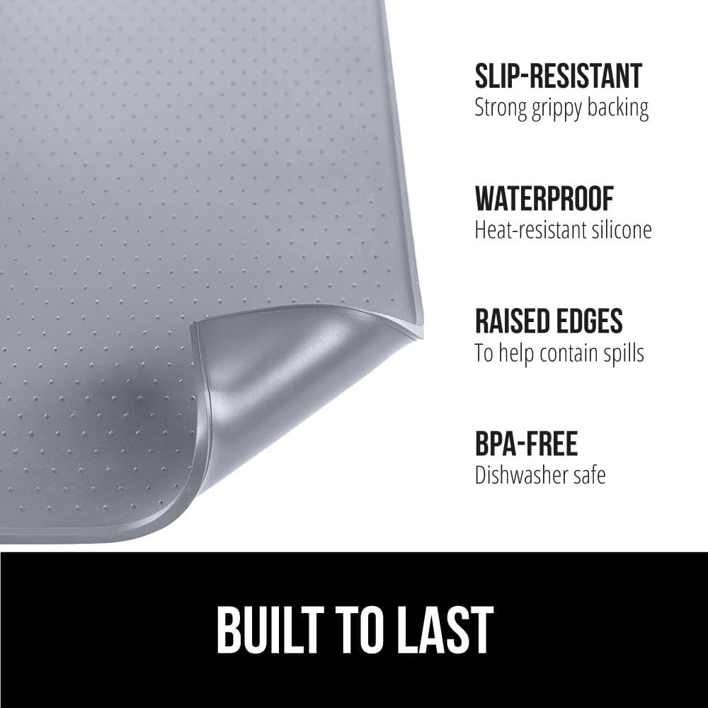 GORILLA GRIP Silicone Coffee Mat, 15x23, Espresso Drink Bar Station Accessories, Use Under Machine, Waterproof Heat Resistant Multi-Use Dish Drying Mats, Stays in Place, Kitchen Home Decor, Gray