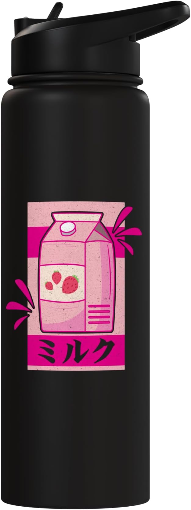 Funny Kawaii Japanese Strawberry Milk Shake Carton Milkshake Stainless Steel Insulated Water Bottle