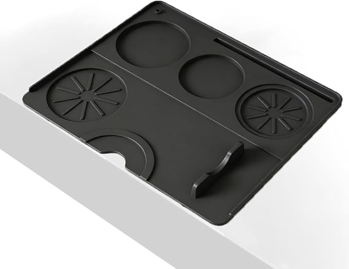 Espresso Tamping Mat, Tamper Mat for Espresso Machine Accessories, Food Grade Silicone, 9.84''x7.87'' Non-Slip, Waterproof, Heat Resistant and Easy to Clean - Black