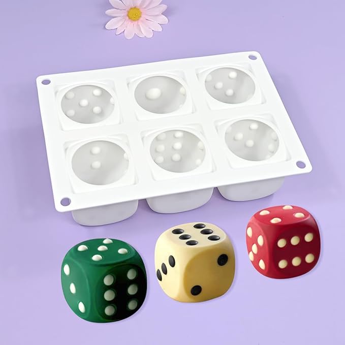 mostsom Silicone Molds Mousse Mold Silicone Pastry Mold 6 Cavity 3D Dice Dessert Mousse Cake Molds for Baking DIY Craft Soap Candle Mold Cake Decoration Tools (A_ Dice Shape)
