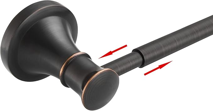BESy Adjustable Bronze 16 to 26 Inch Bath Towel Bar Rack for Bathroom Towel Holder, Wall Mounted Towel Bar Rod Hanger Bathroom Hardware Accessories Hotel Style, Stainless Steel, Oil Rubbed Bronze