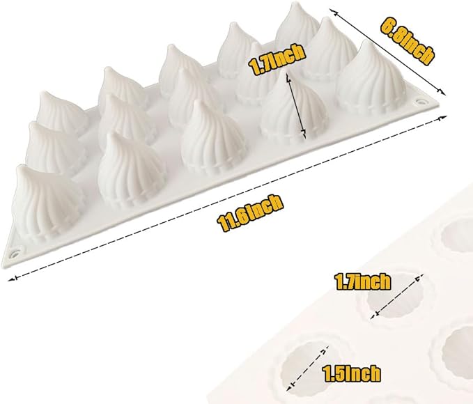 15 Hole Onion Shape Silicone Mold for Baking Mousse Cake Ice Cream Dessert Pudding Brownie Pastry Fondant Jelly Cake Decoration Mold