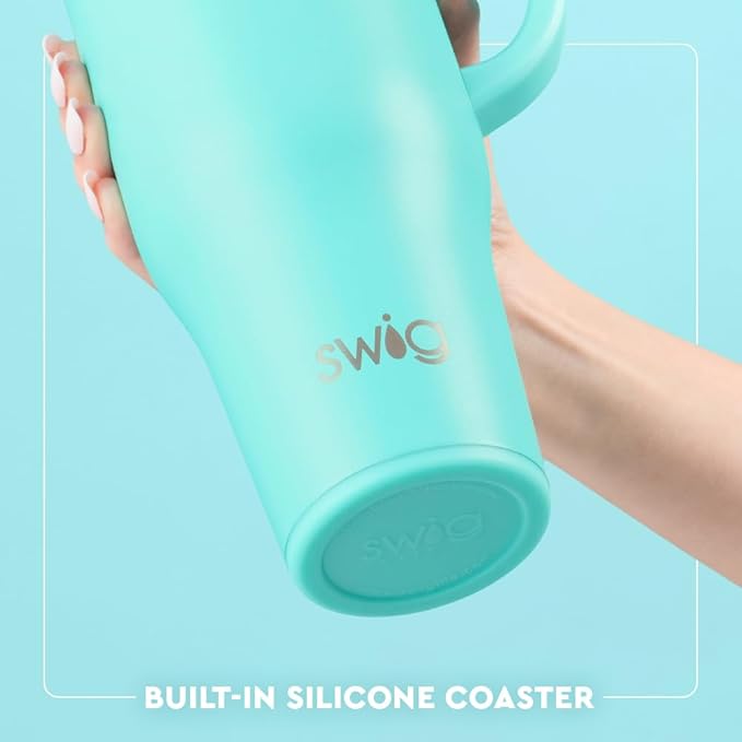 Swig Life 40oz Leak Proof Mega Mug, 40oz Leak Proof Tumbler with Handle and Straw, Extra Large Insulated Tumblers, Cup Holder Friendly Travel Mug, Reusable Leakproof Water Bottle (Lucky Leopard)