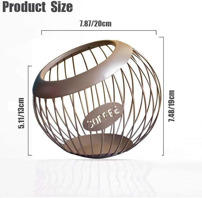 Coffee Pod Holder, Large Capacity Organizer, Metal, Brown