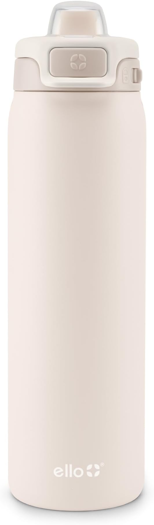 Ello Pop & Fill 22oz Stainless Steel Water Bottle with Quick Fill Technology, Double Walled and Vacuum Insulated Metal, Leak Proof Locking Lid, Sip and Chug, Reusable, BPA Free, Tonal Cream