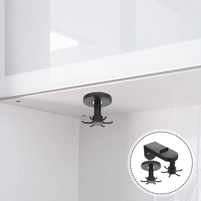 SUPVOX 2pcs Rotating 6-Claw Adhesive Kitchen Utensil Hooks Wall-Mounted and Suction Cup Storage Organizer for Cooking Utensils and Cup Hanging in Home Kitchen