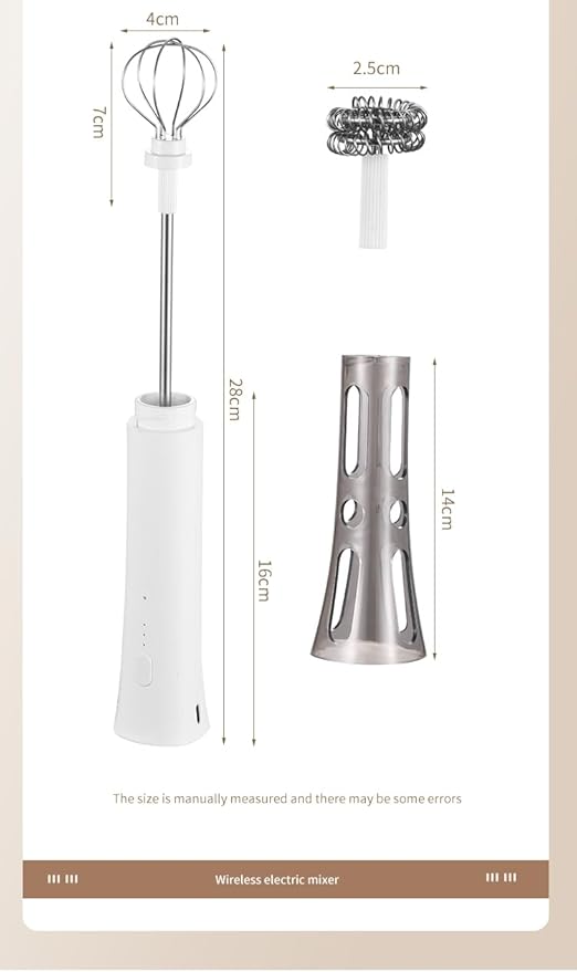 NEUTRAL Electric Milk Frother，Rechargeable Milk Frother Handheld，with Stainless Balloon Whisk，With stand，Foamer For Cappuccino, Lattes，Creamy Coffee，Hot Chocolate