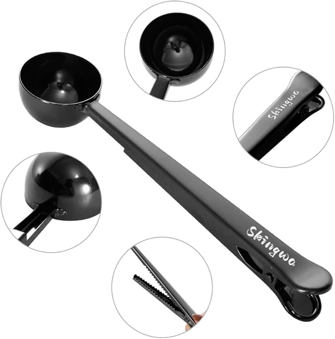 Rose Gold Coffee Scoop with Bag Clip, Multi-Function Milk Powder Measuring Spoon, 20ml