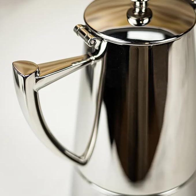 Cuisinox Roma Stovetop Espresso Maker COF-10R, Stainless Steel Coffee Percolator Stovetop, Heat-Resistant & Non-Reactive, 10-Cup Italian Espresso Maker Easy to Clean, Durable Stove Top Percolator