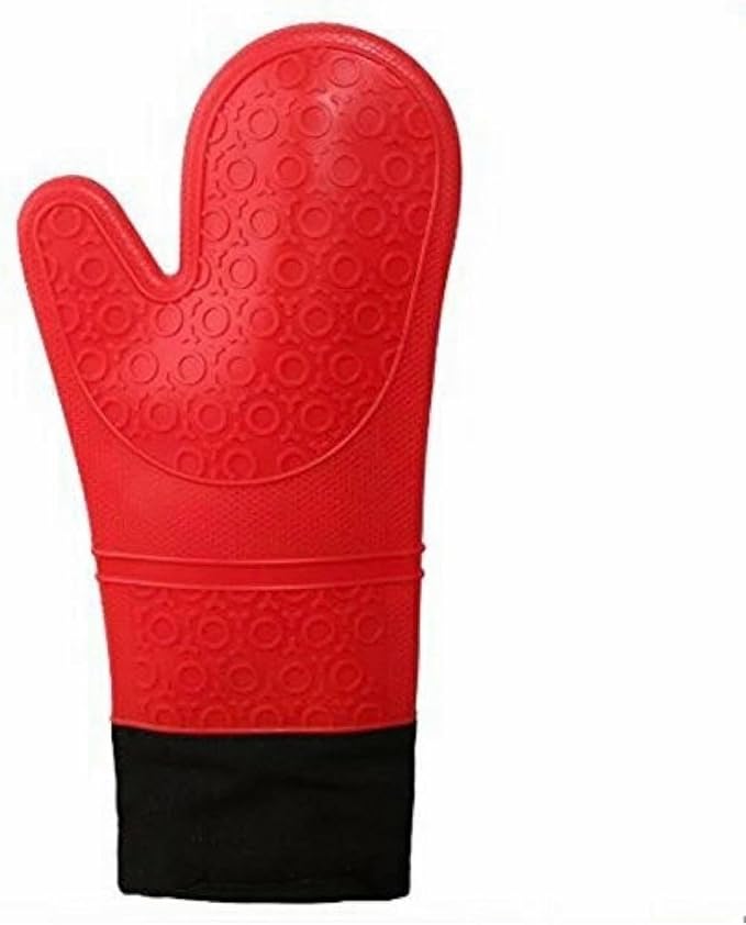 BPA-Free Soft Silicone Oven Mitts - Ultra Heat Resistant Oven Mitts with Thick Cotton Liner - Extra Long Slip Resistant Pot Holders, Flexible Oven Gloves