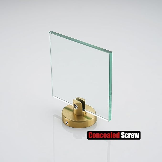 JQK Small Floating Glass Shelves Gold, 4 Inch Display Ledges for Wall, Mini Decor, Living Room Bedroom Bathroom, Tempered Glass Shower Storage, 2 Pack, TGS101L4-BG-P2