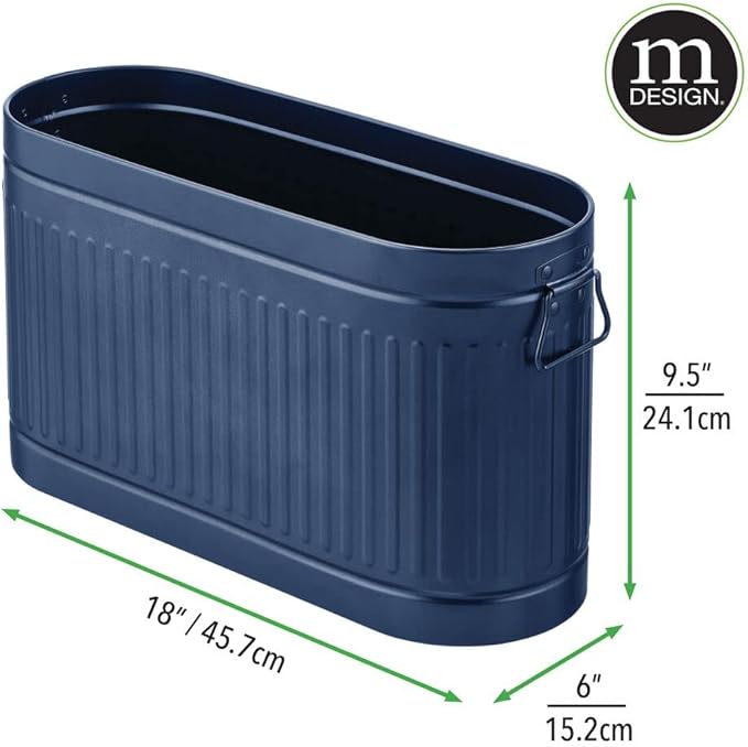 mDesign Large Steel Free Standing Toilet Paper Organizer, 6-Roll Tissue Storage Holder Container Bin for Bathroom Floor, Fits Under Sink, Vanity, Shelf, In Cabinet, Corner, Oscar Collection, Navy Blue