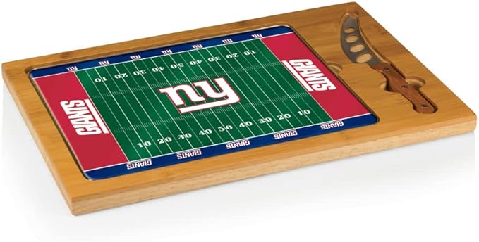 PICNIC TIME NFL Football Field Icon Glass Top Cutting Board & Knife Set, (Parawood & Bamboo)