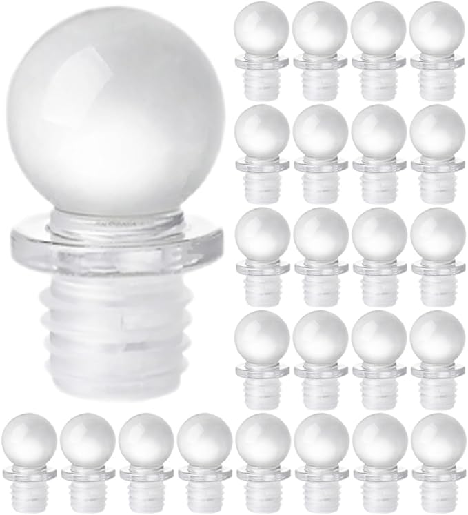 TIDTALEO 24Pcs Glass Ball Wine Stoppers Decorative Portable Wine Bottle Toppers High Polymer Sealing Plugs for Liquor and Beverage Bottles